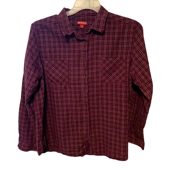 Vintage Y2k Merona Womens Size XXL Long sleeve Button Up Flannel Plaid Shirt Top - Picture 1 of 3
